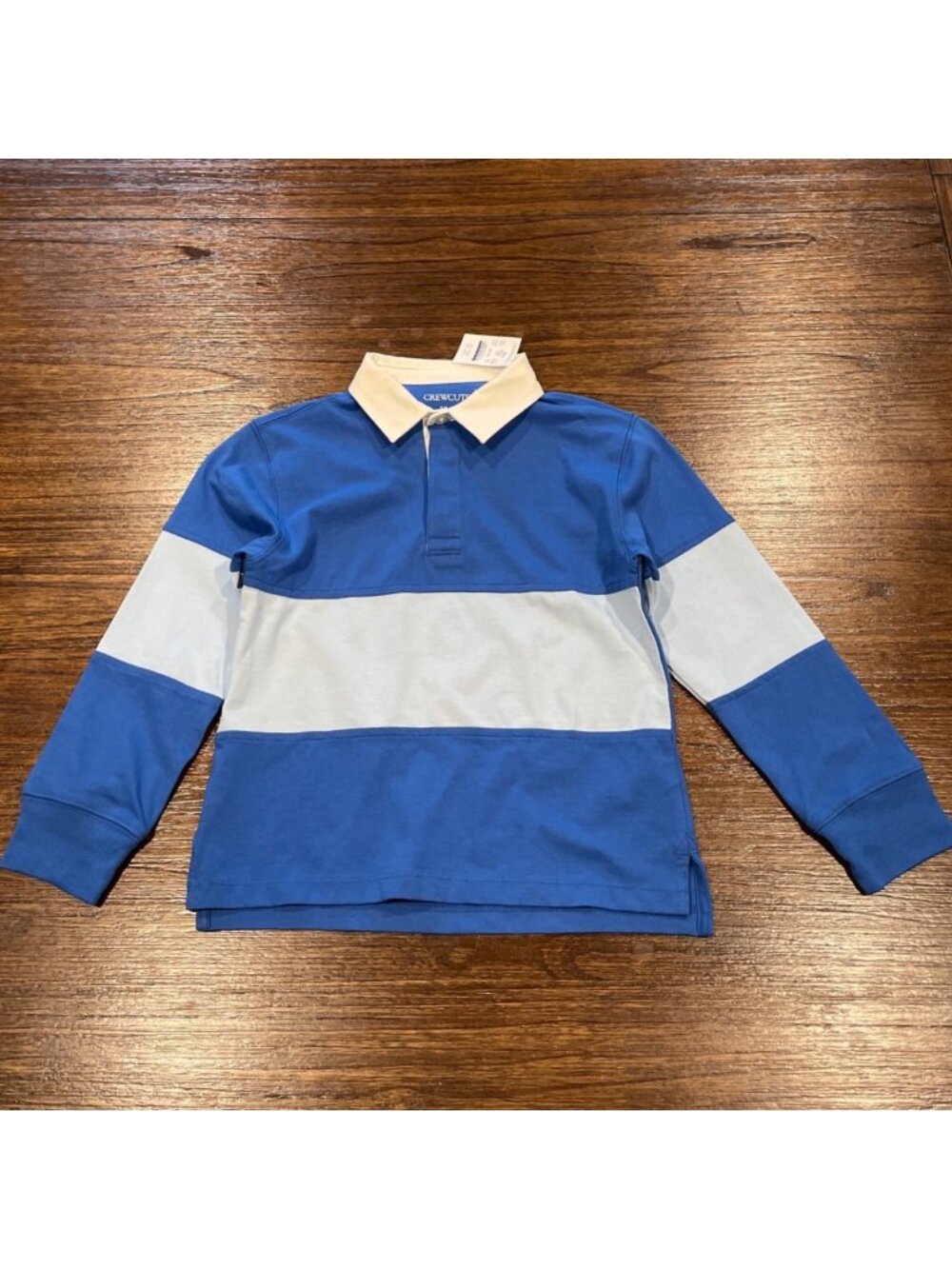J.Crew Crewcuts Rugby Polo Shirt Boys Sz S (6-7) Blue Long Sleeve Preppy School